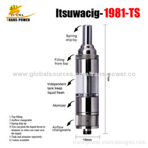 China Supplier Spring Drip Tip Detachable E Cigarette, Bottom Coil Protank Itsuwa 1981 TS, OEM